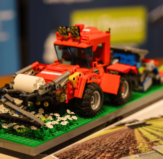A model tractor made from Lego